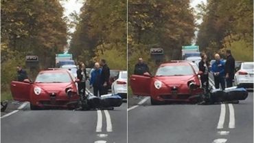 Mikołowska: zderzenie motocykla z autem. Przyleciał śmigłowiec LPR